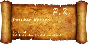 Petuker Kristóf névjegykártya